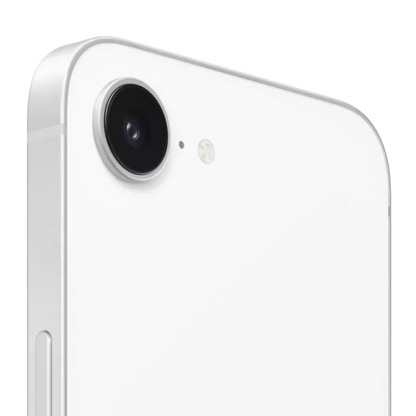 Apple iPhone 16e White 256GB camera close-up view