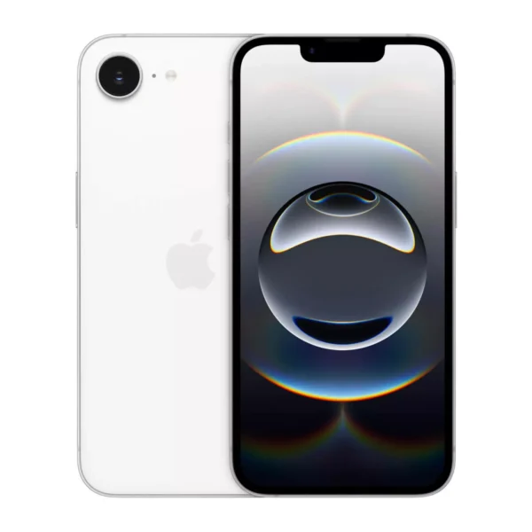 Apple iPhone 16e White 256GB front and back view